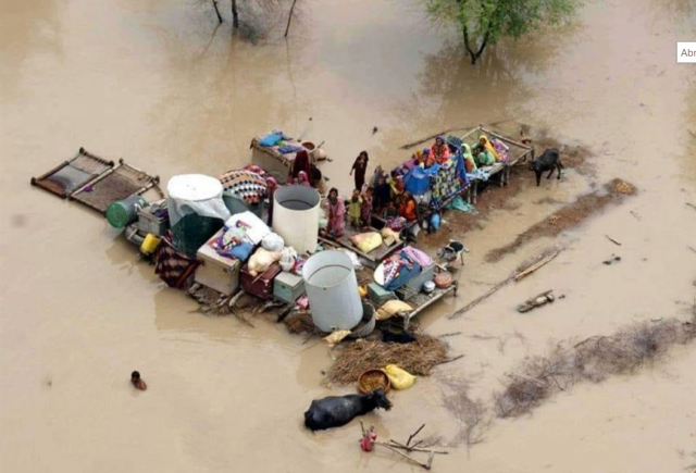 people trapped in floods in Sindh, Pakistan