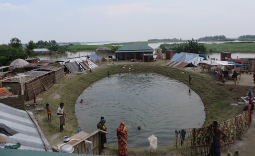 Kids playing in the plith builted as a Community-Led Disaster Risk Reduction in Gaibandha and Kurigram districts of Bangladesh