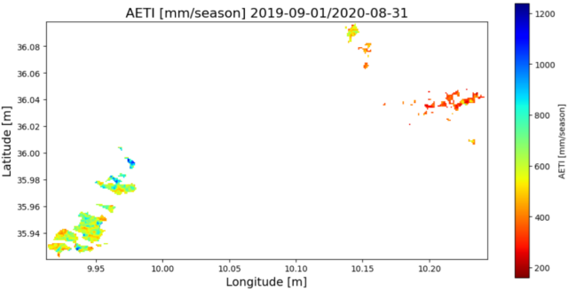 Seasonal spatial distribution of AETI 2019 2020