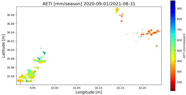 Seasonal spatial distribution of AETI 2020 2021