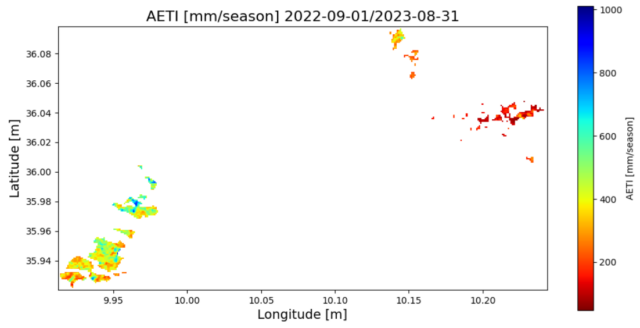 Seasonal spatial distribution of AETI 2022 2023