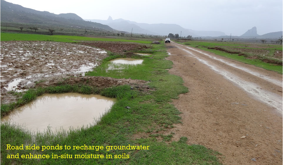 Road side ponds Green roads for water Ethiopia